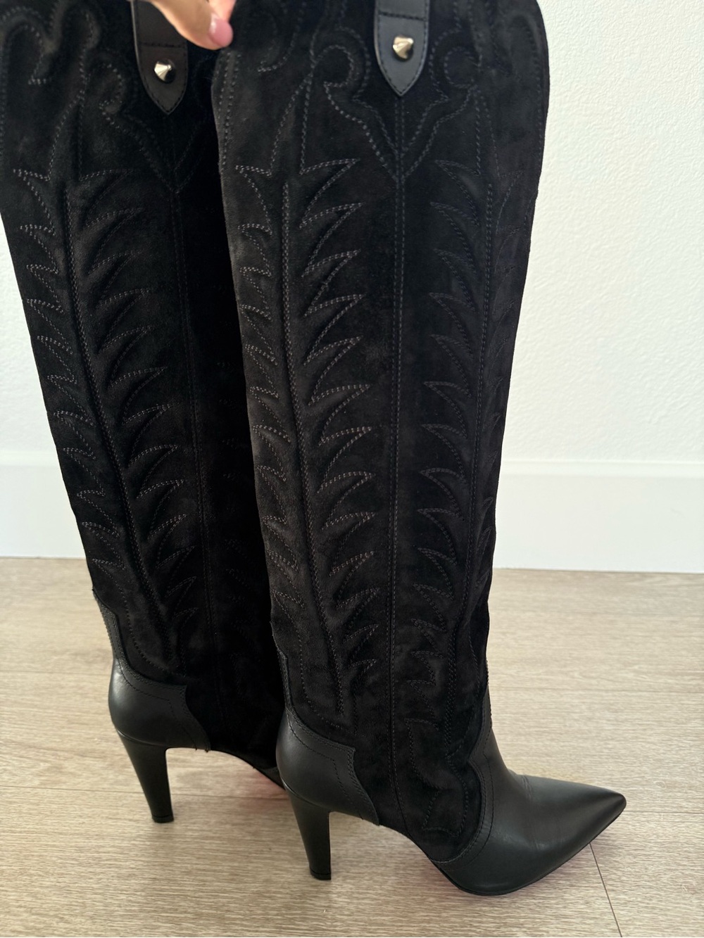 Christian Louboutin Santia Botta 85mm Suede Western Knee-High Boots 36.5 - Picture 8 of 12